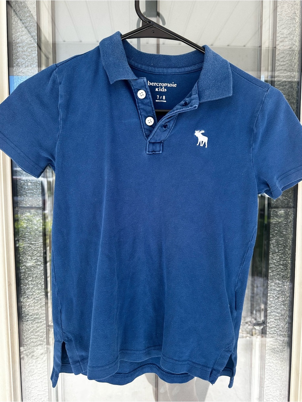 abercrombie kids Blue Polo Shirt with Embroidered Moose